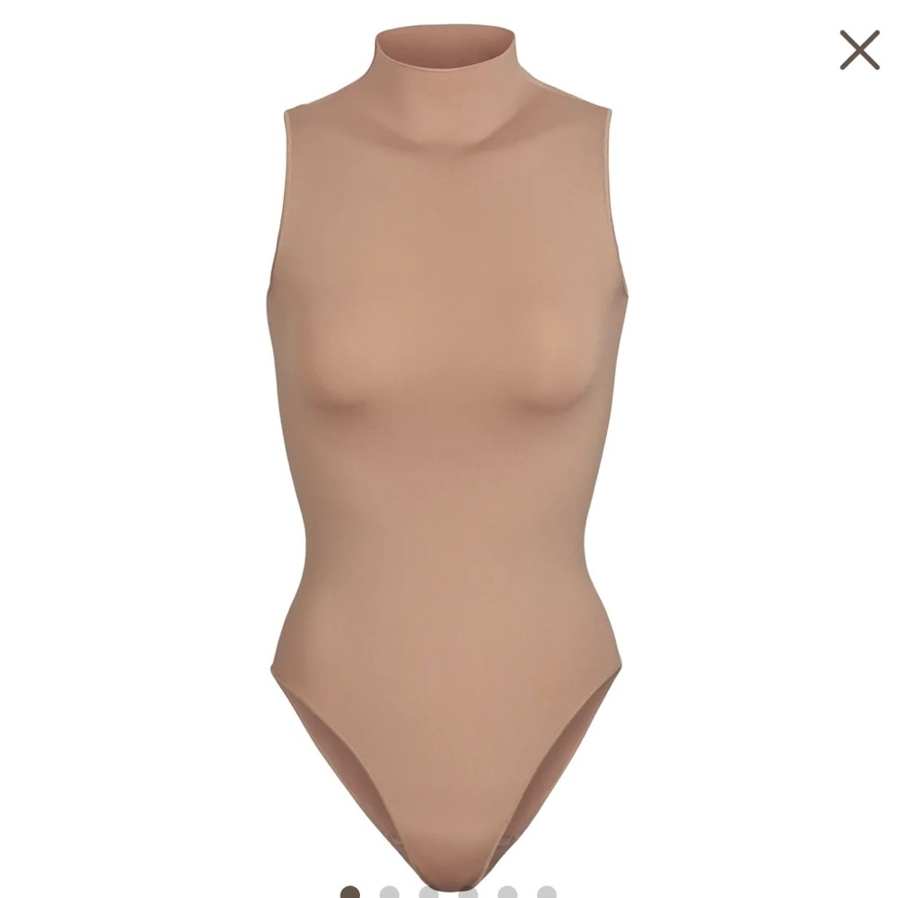 New Skims Essential Mock Neck Sleeveless Bodysuit Nude Tigers Eye
